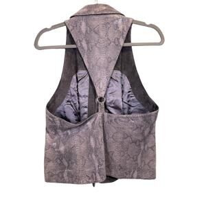 APART Womens Leather Vest‎ Size GB 16 Grey Brown Snakeskin Full Zip